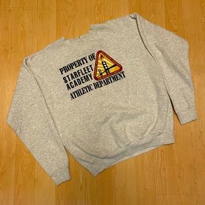Vintage Gray Crewneck Sweatshirt with Red & Yellow star trek design